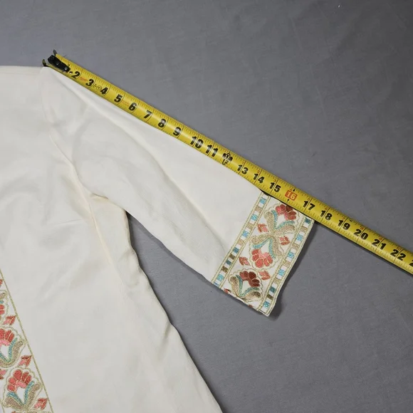 Doncaster Collection Linen Silk Suit Set‎ Colorful Embroidery Tunic Skirt Set - Picture 11 of 16